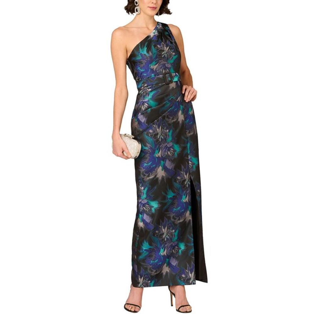 Aidan Mattox Womens Printed Maxi Dress, Blue